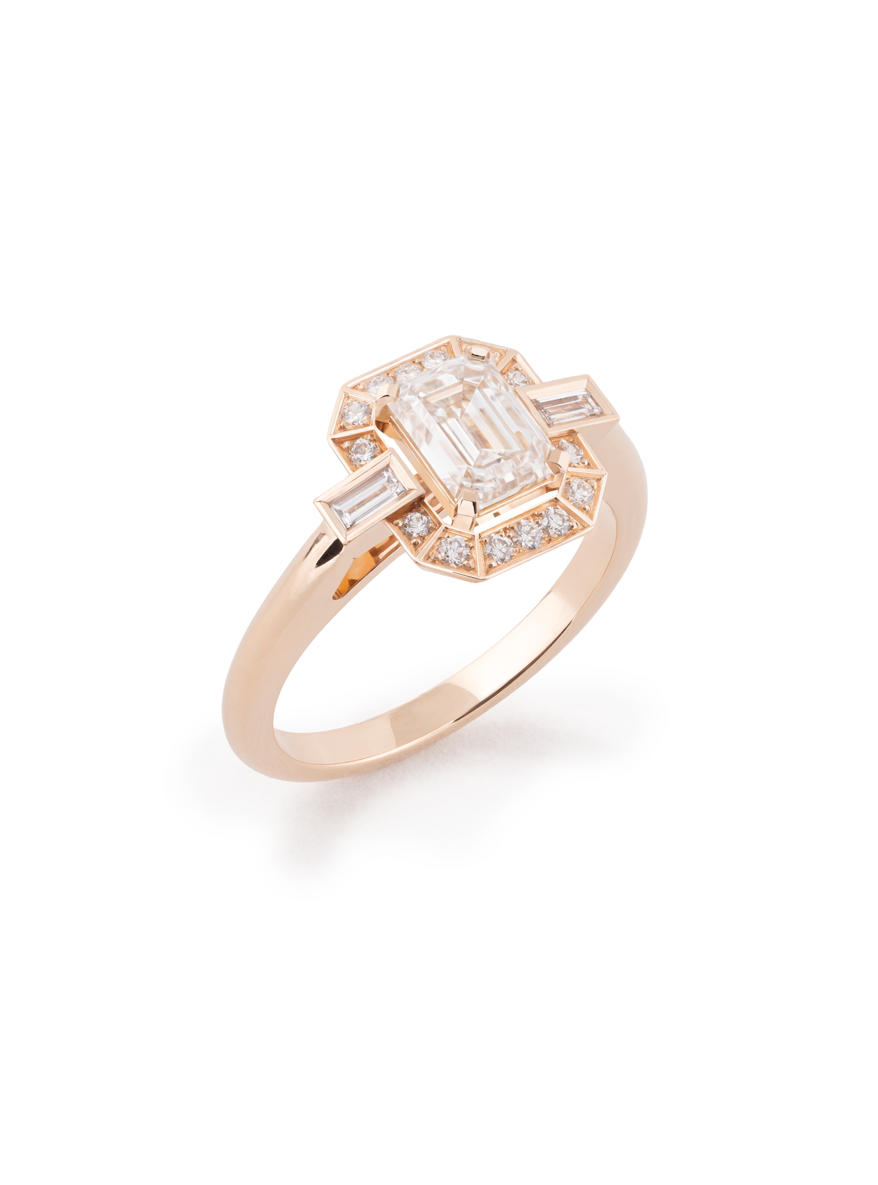 Bague de fiançailles Art déco en or rose
