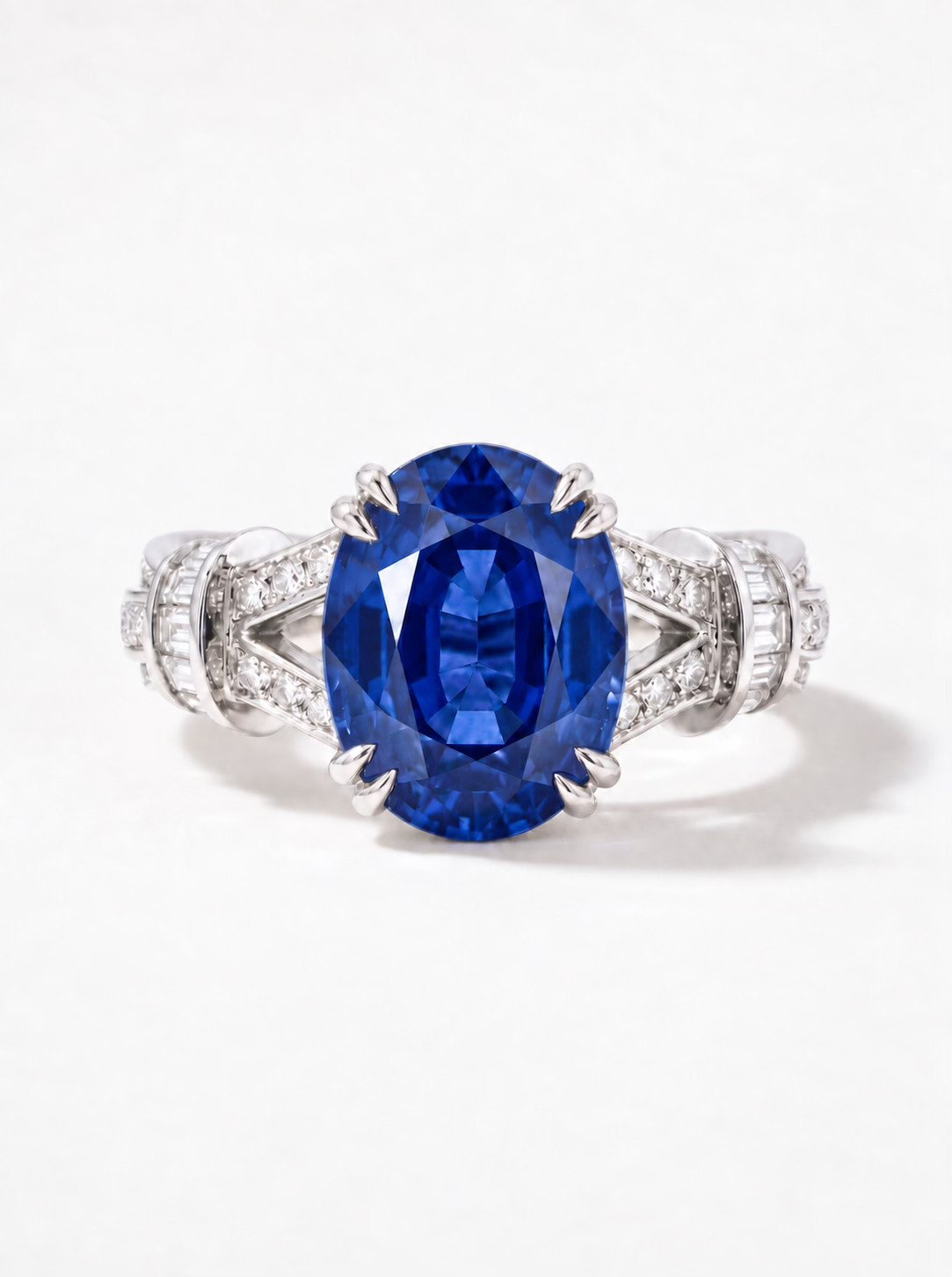 Bague saphir ovale et diamants