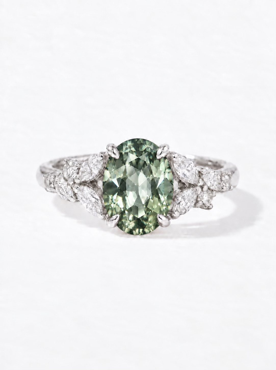 Bague saphir vert ovale